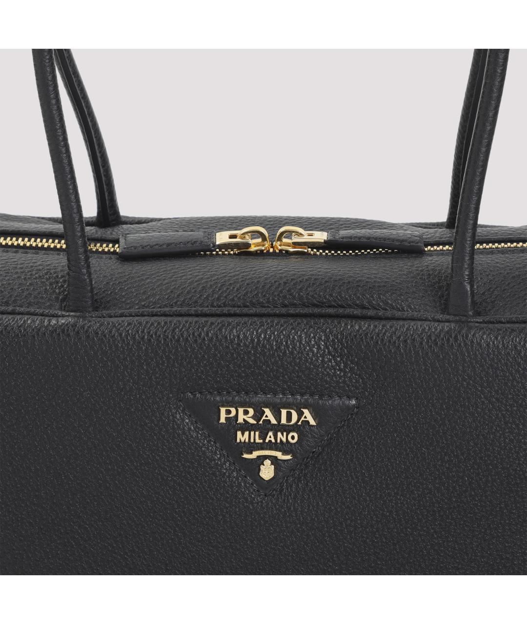 PRADA Черная кожаная сумка тоут, фото 5