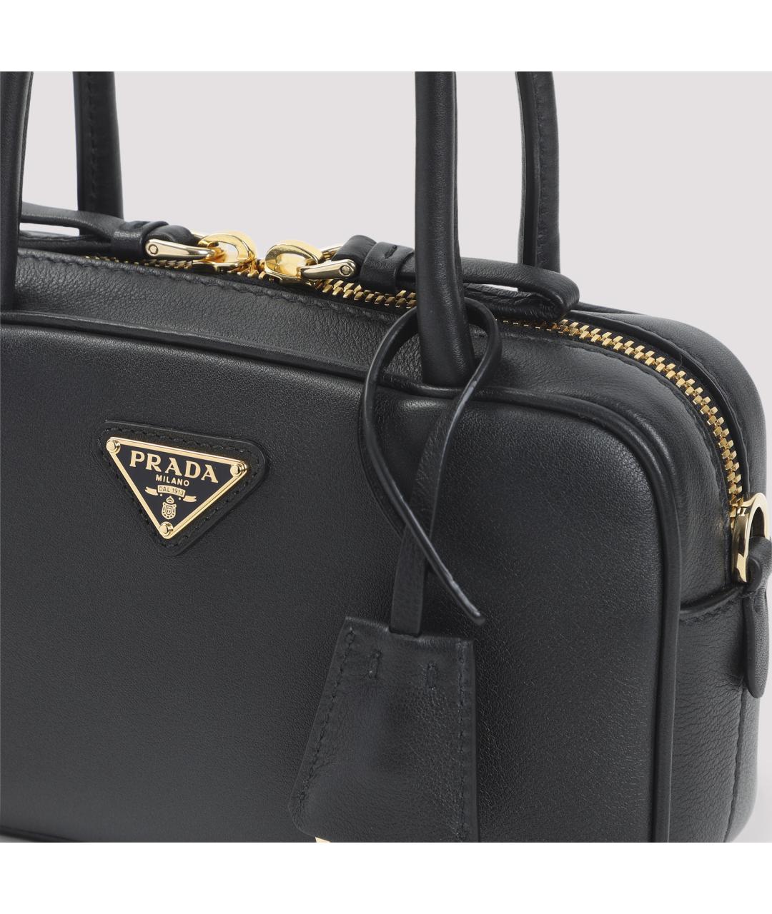 PRADA Черная кожаная сумка с короткими ручками, фото 4