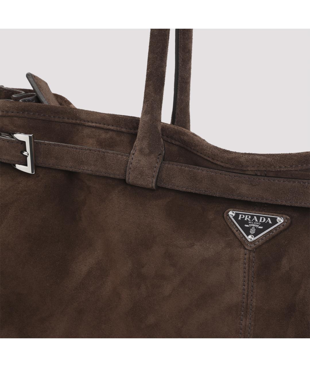 PRADA Коричневая кожаная сумка тоут, фото 4