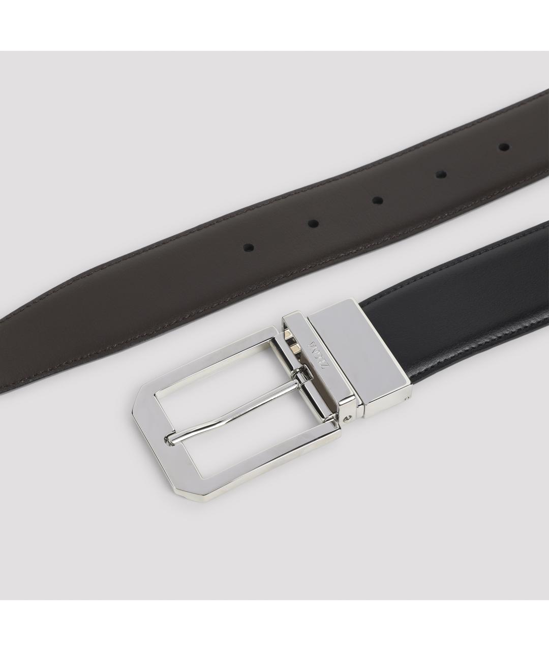 ZEGNA Черный кожаный ремень, фото 3