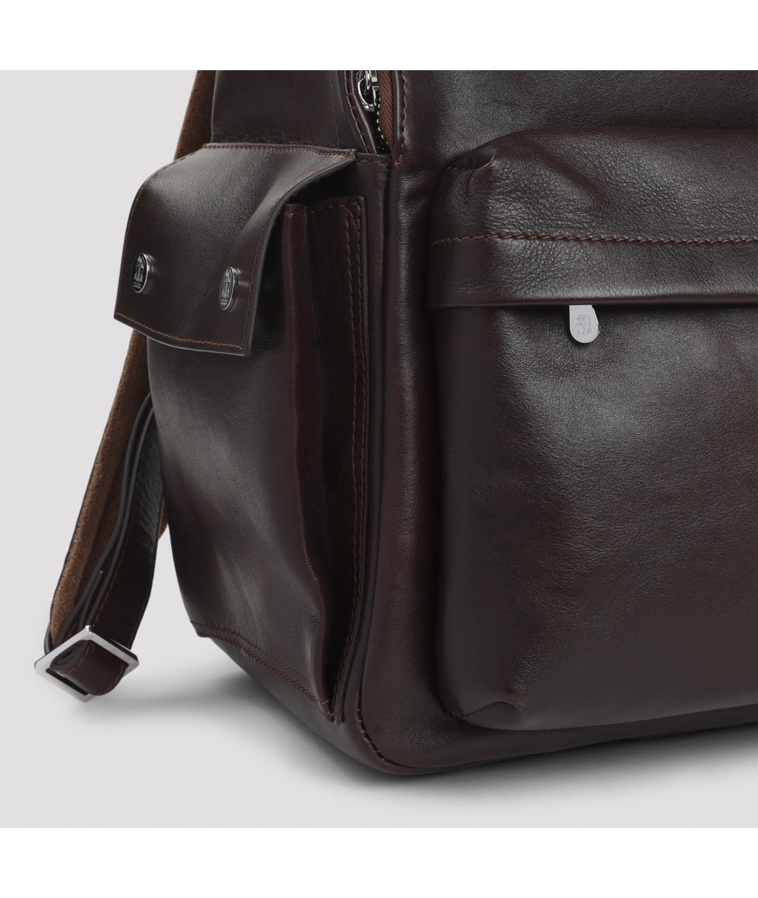 BRUNELLO CUCINELLI Коричневый кожаный рюкзак, фото 6