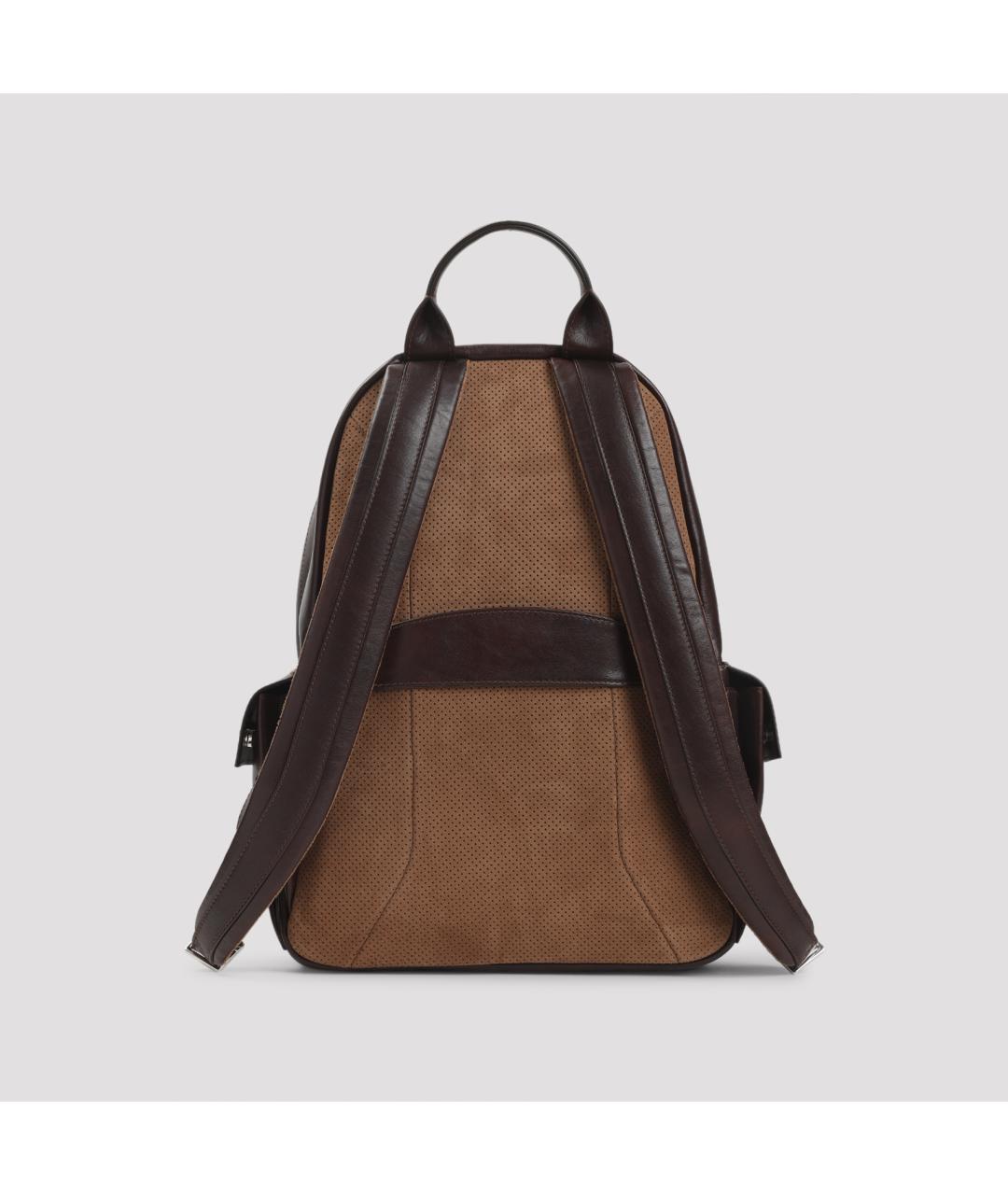 BRUNELLO CUCINELLI Коричневый кожаный рюкзак, фото 4