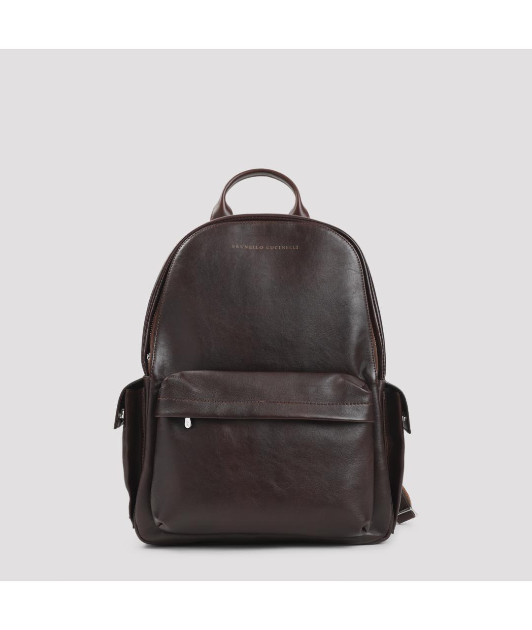 BRUNELLO CUCINELLI Коричневый кожаный рюкзак, фото 2