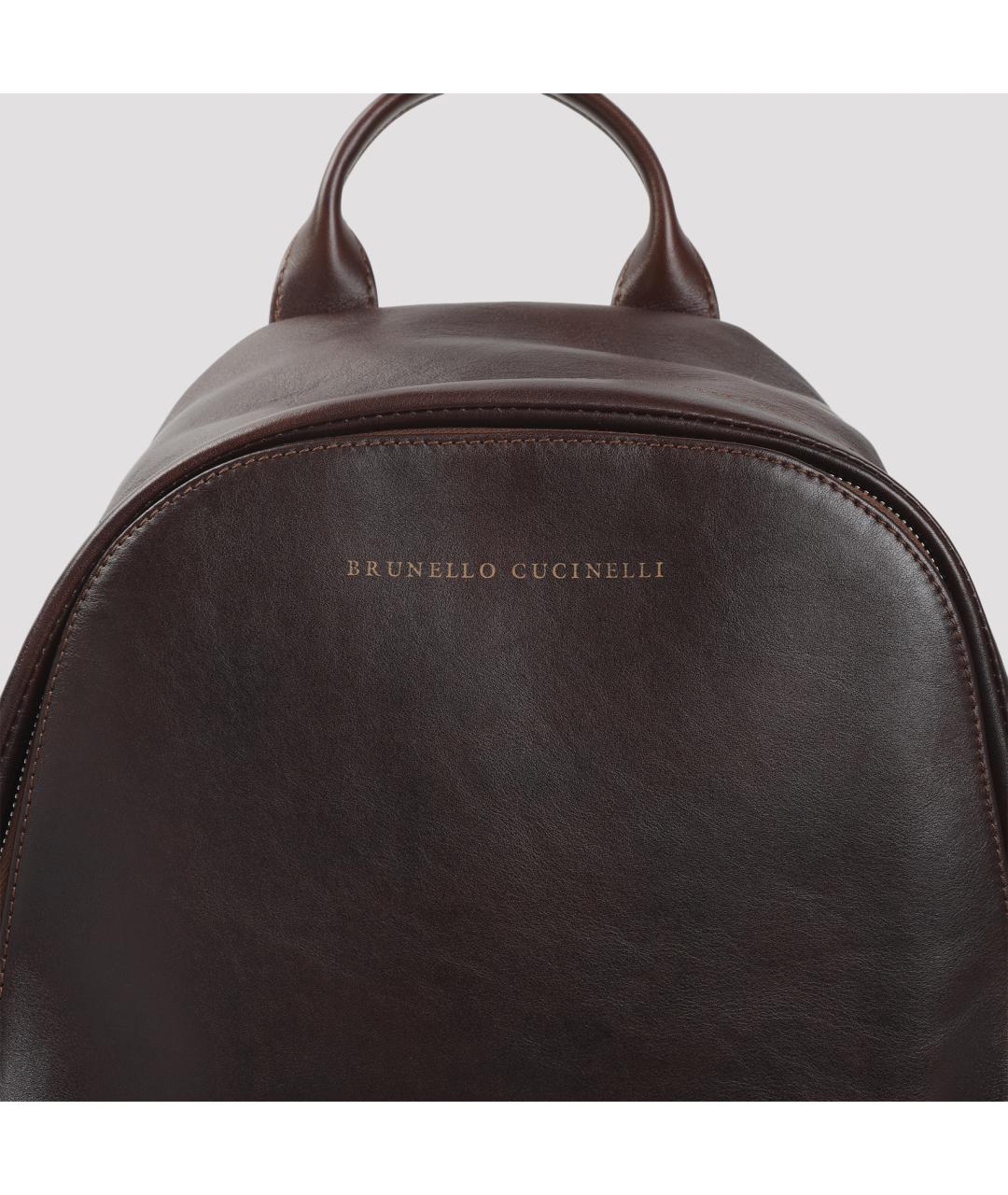 BRUNELLO CUCINELLI Коричневый кожаный рюкзак, фото 7
