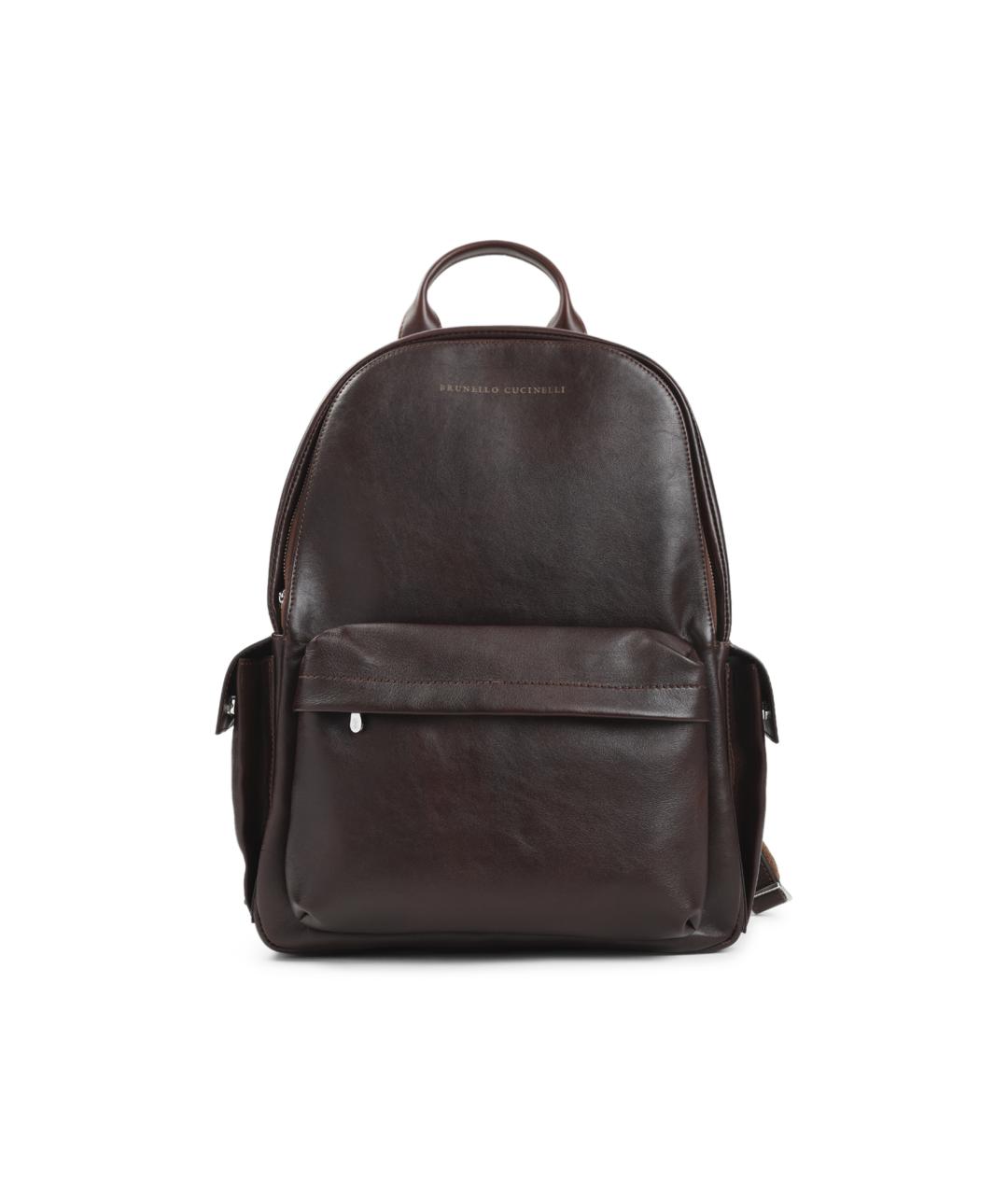 BRUNELLO CUCINELLI Коричневый кожаный рюкзак, фото 1
