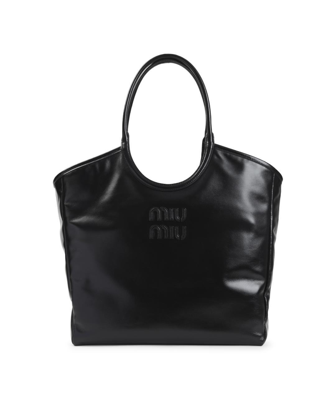 MIU MIU Черная кожаная сумка тоут, фото 1