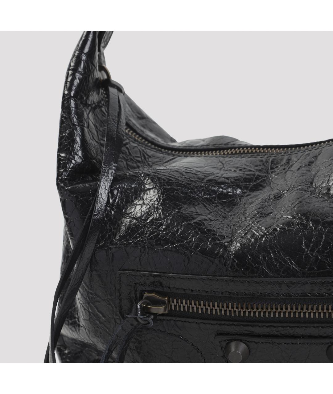 BALENCIAGA Черная кожаная сумка через плечо, фото 4