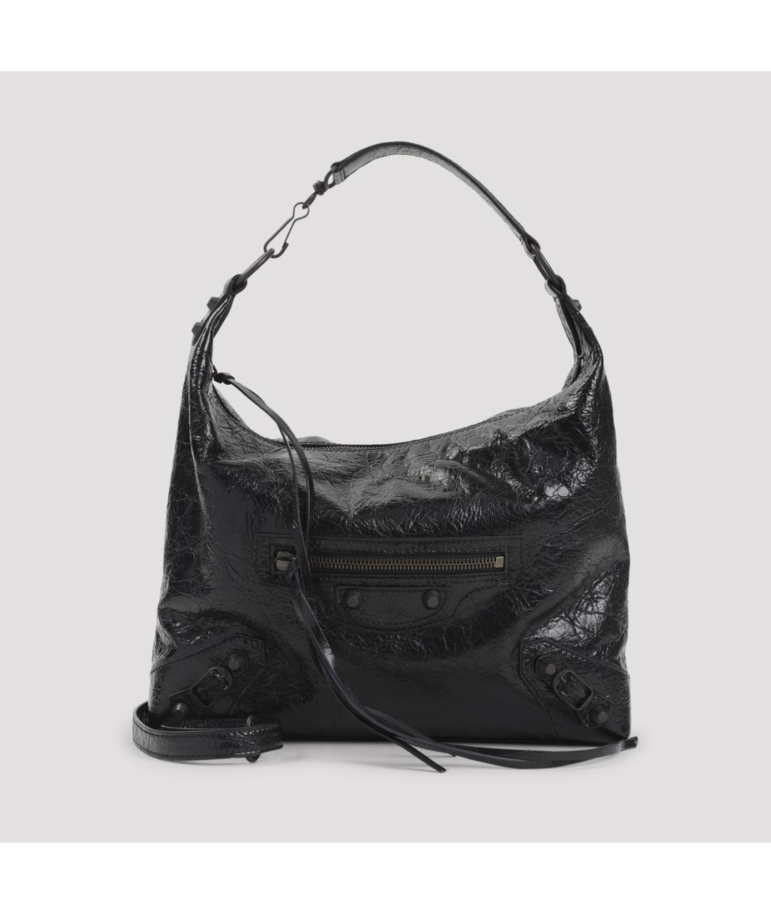 BALENCIAGA Черная кожаная сумка через плечо, фото 2