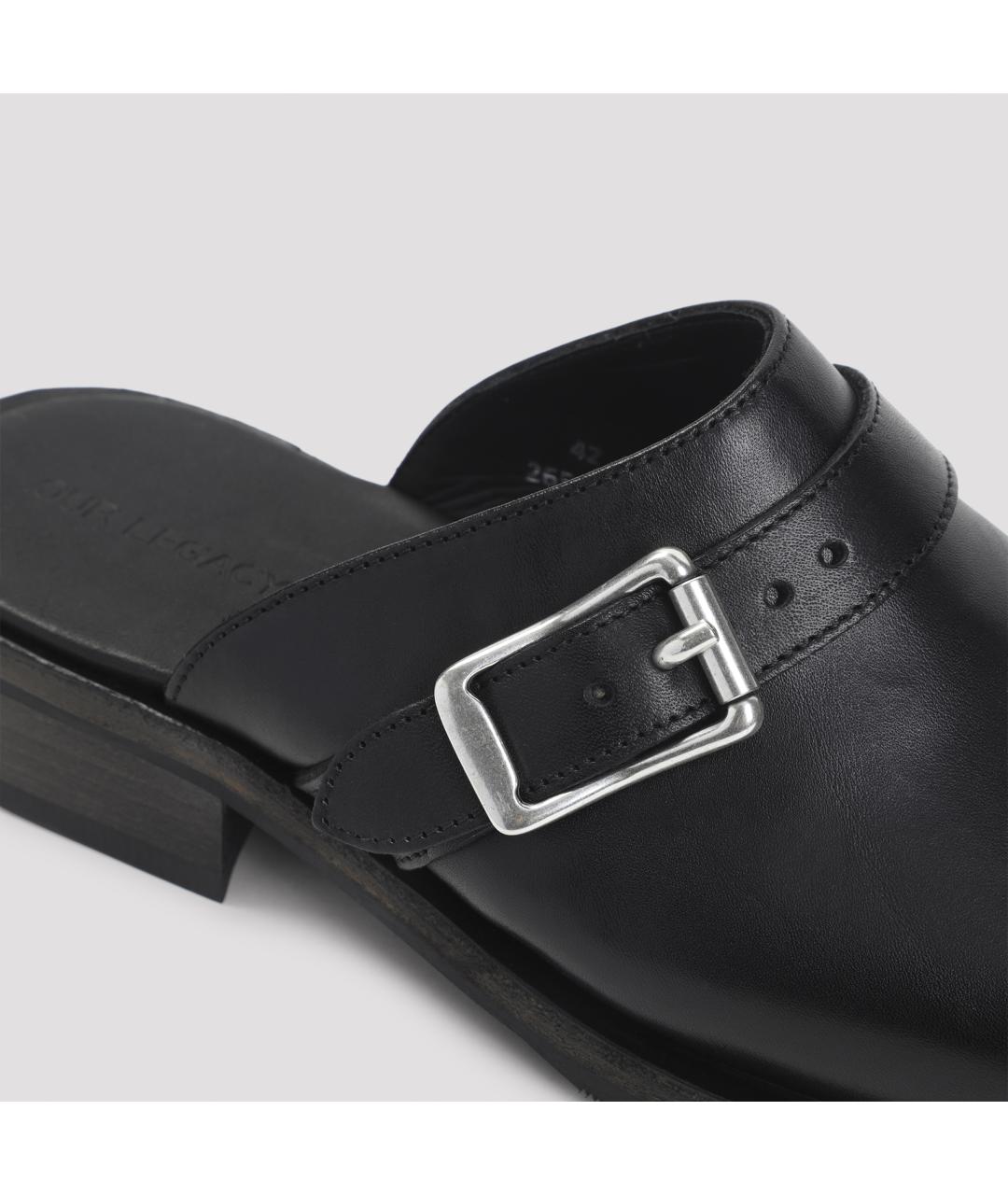 OUR LEGACY Черные кожаные сандалии, фото 5