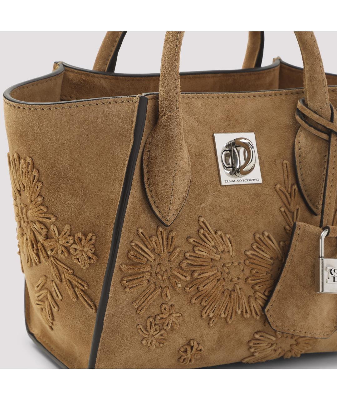 ERMANNO SCERVINO Бежевая кожаная сумка тоут, фото 4