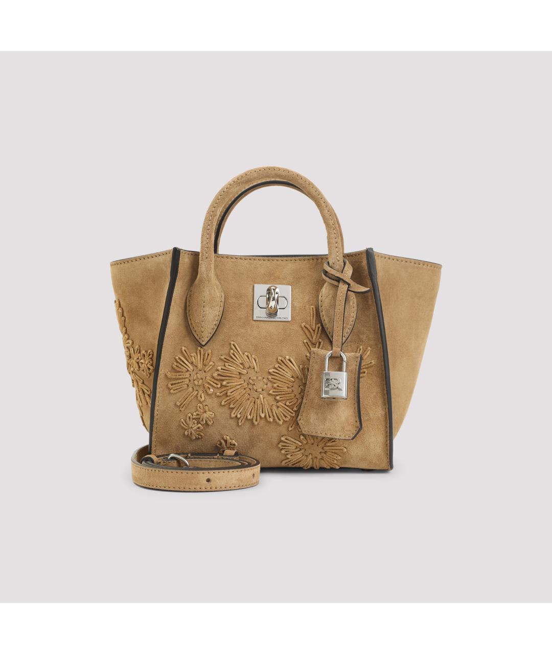 ERMANNO SCERVINO Бежевая кожаная сумка тоут, фото 2