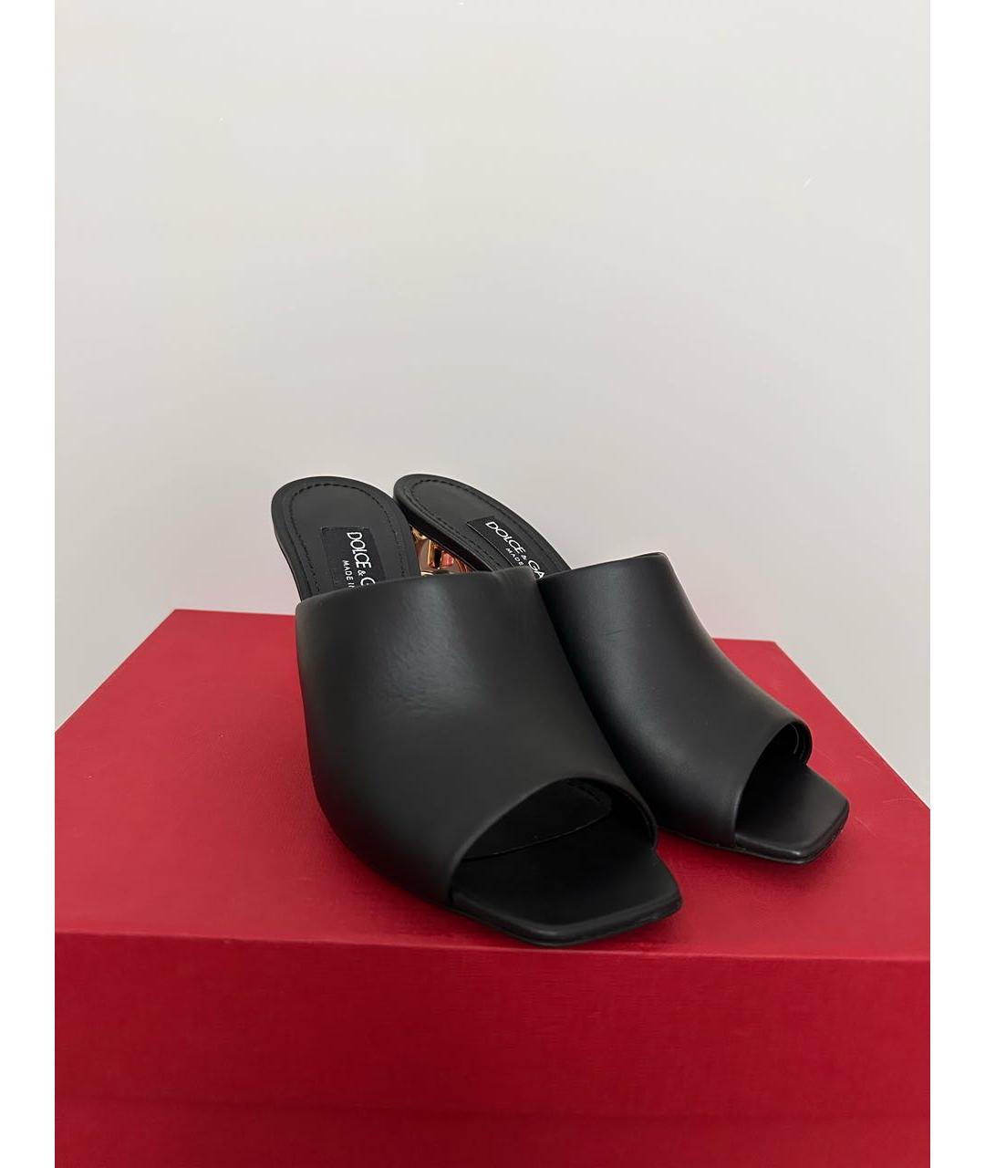 DOLCE&GABBANA Черные кожаные мюли, фото 6
