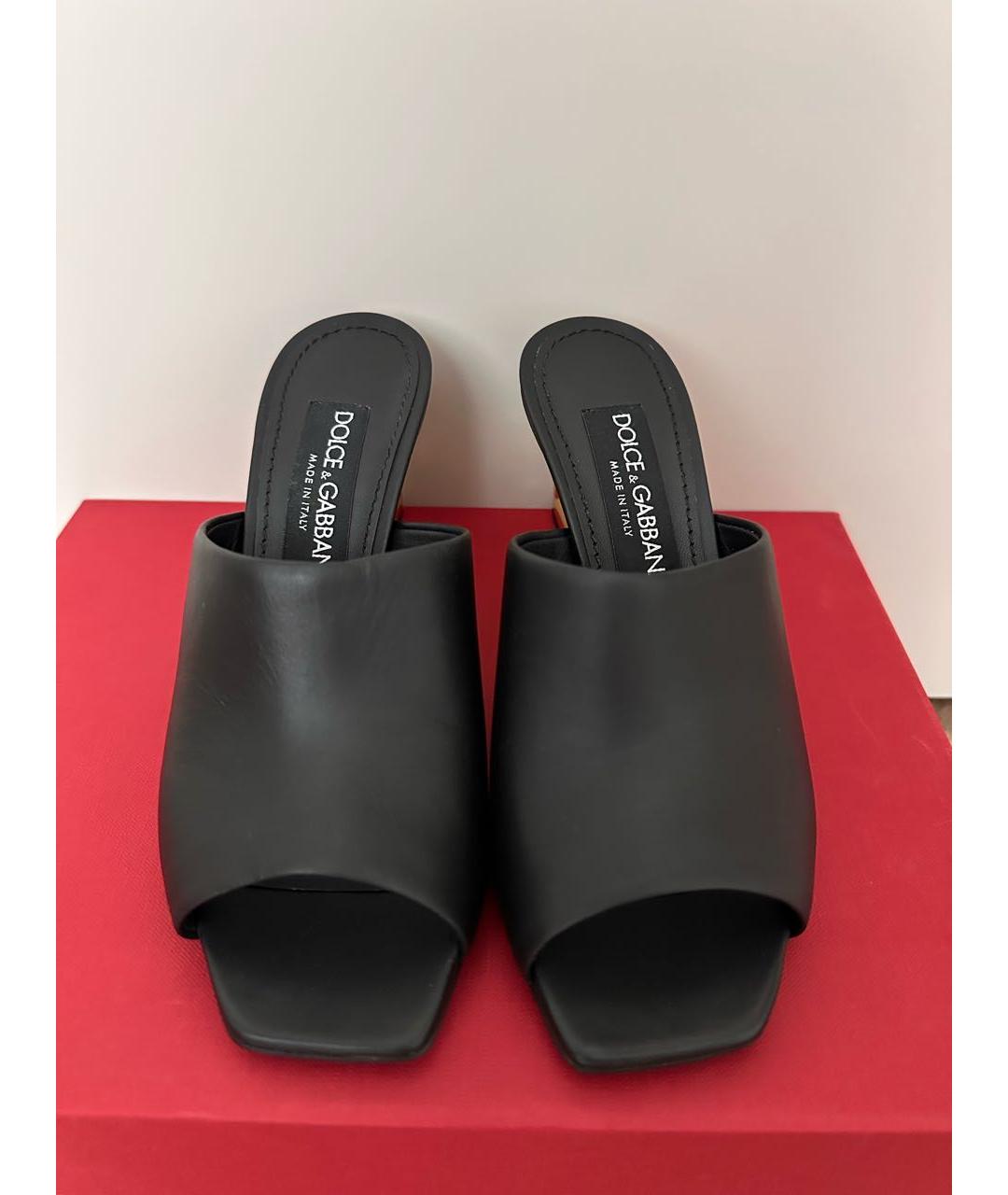 DOLCE&GABBANA Черные кожаные мюли, фото 2