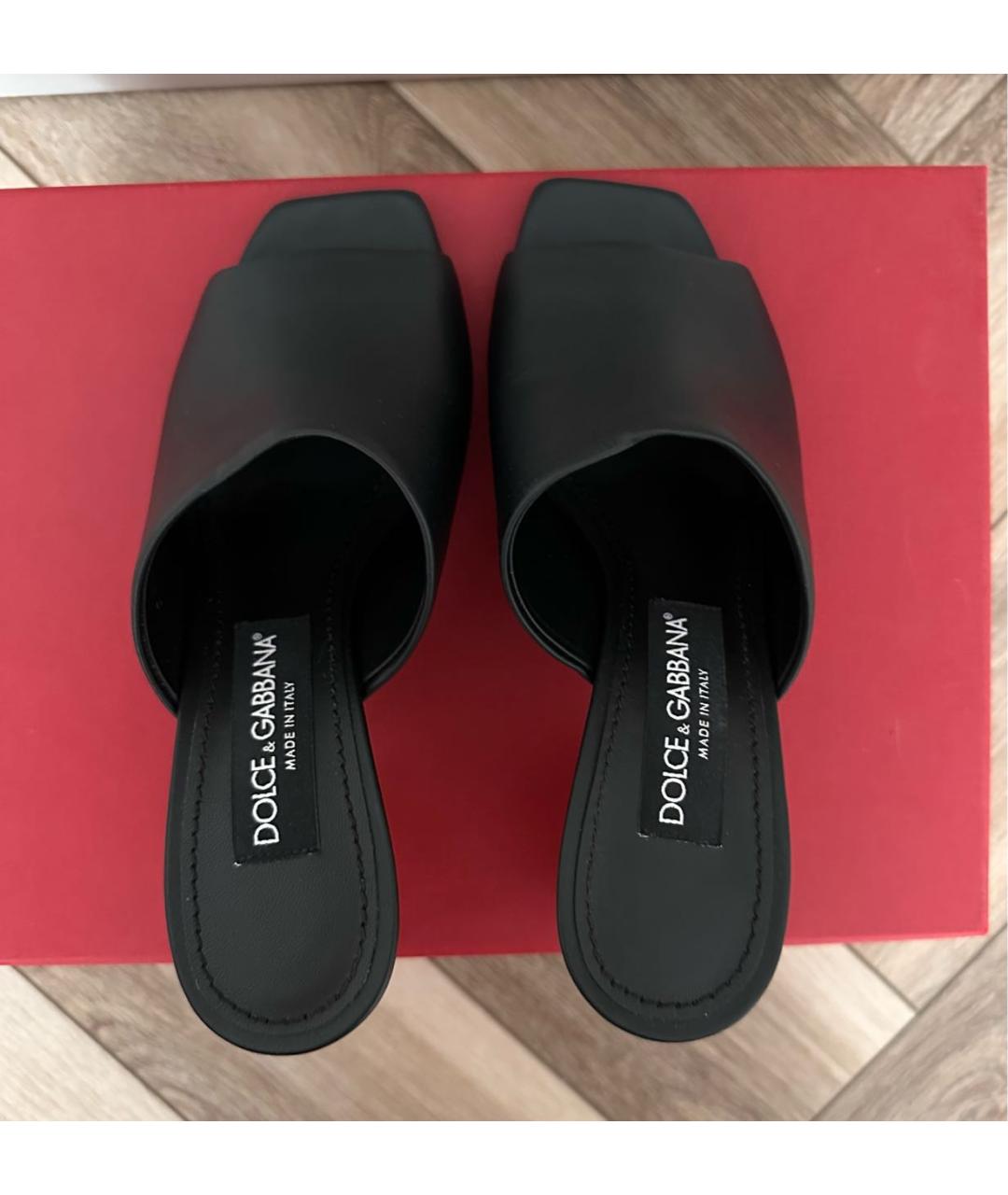 DOLCE&GABBANA Черные кожаные мюли, фото 3