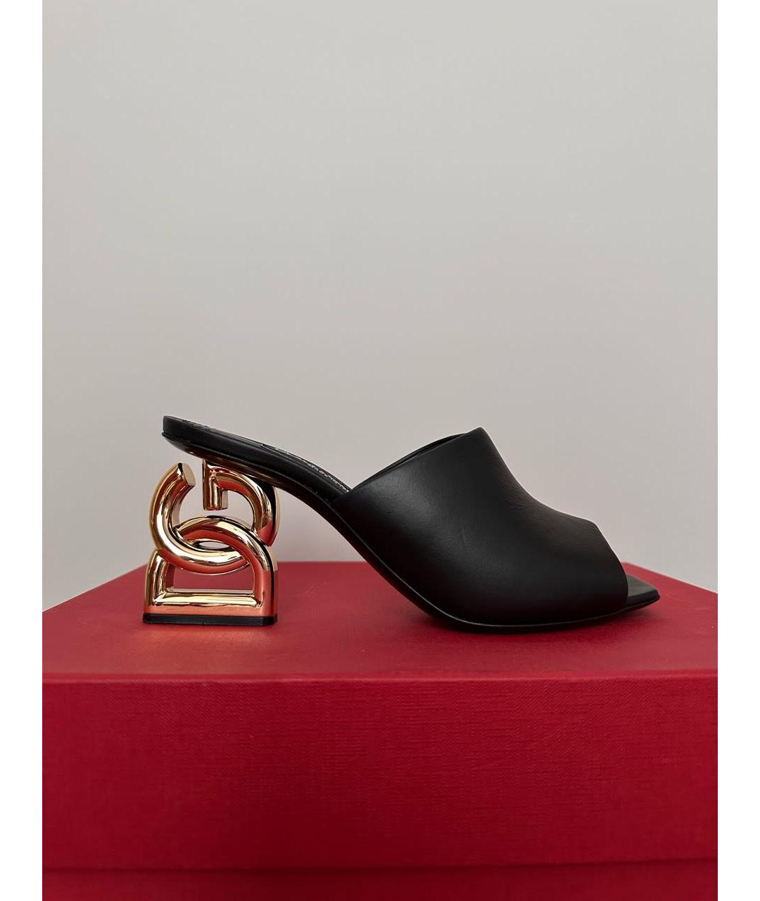 DOLCE&GABBANA Черные кожаные мюли, фото 8