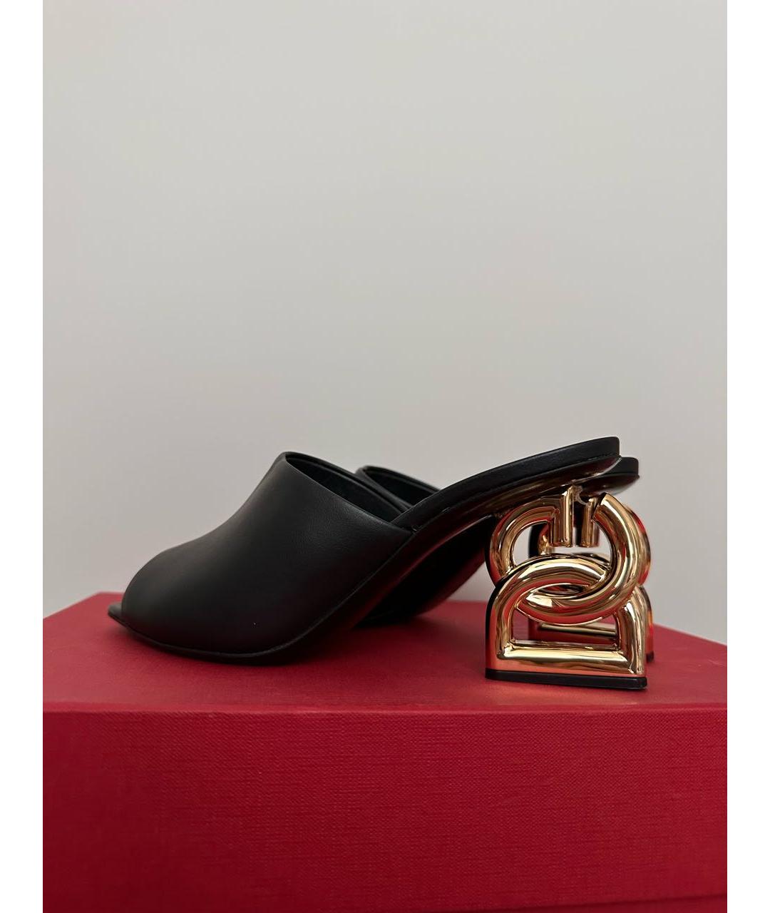 DOLCE&GABBANA Черные кожаные мюли, фото 5