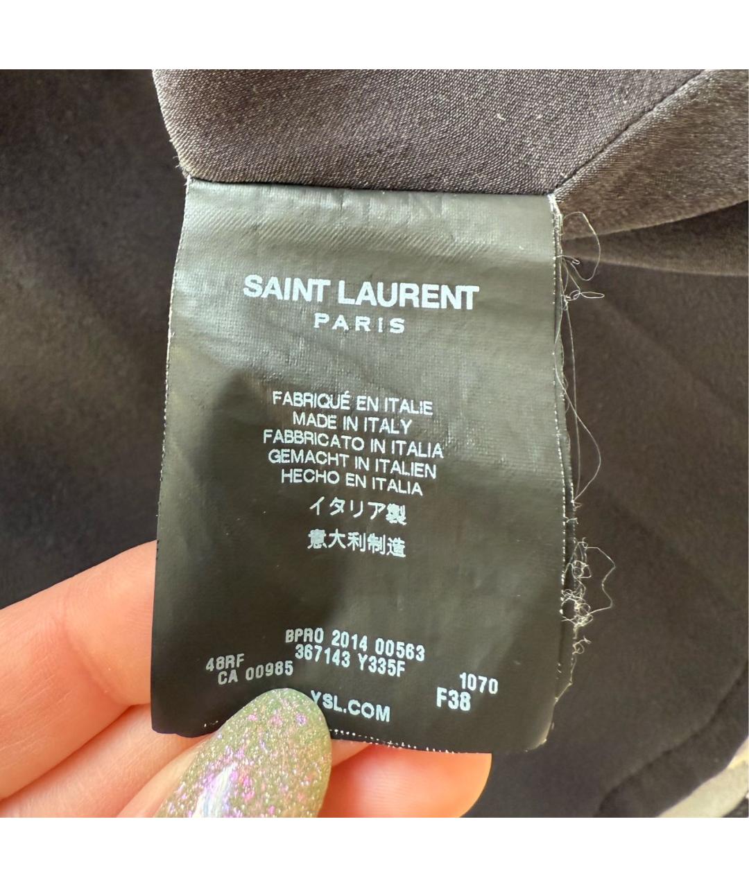 SAINT LAURENT Черное шелковое платье, фото 4