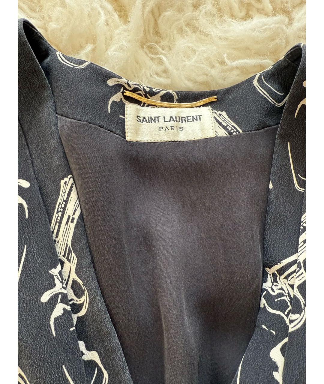 SAINT LAURENT Черное шелковое платье, фото 3