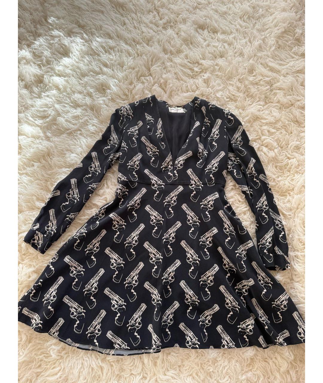 SAINT LAURENT Черное шелковое платье, фото 7