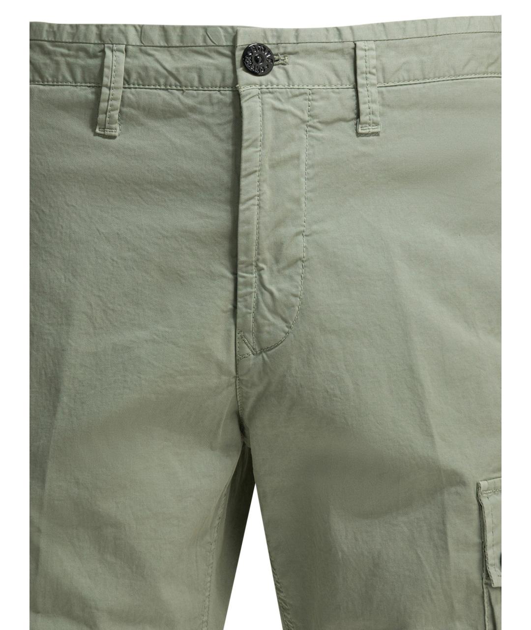 STONE ISLAND Зеленые хлопковые шорты, фото 3