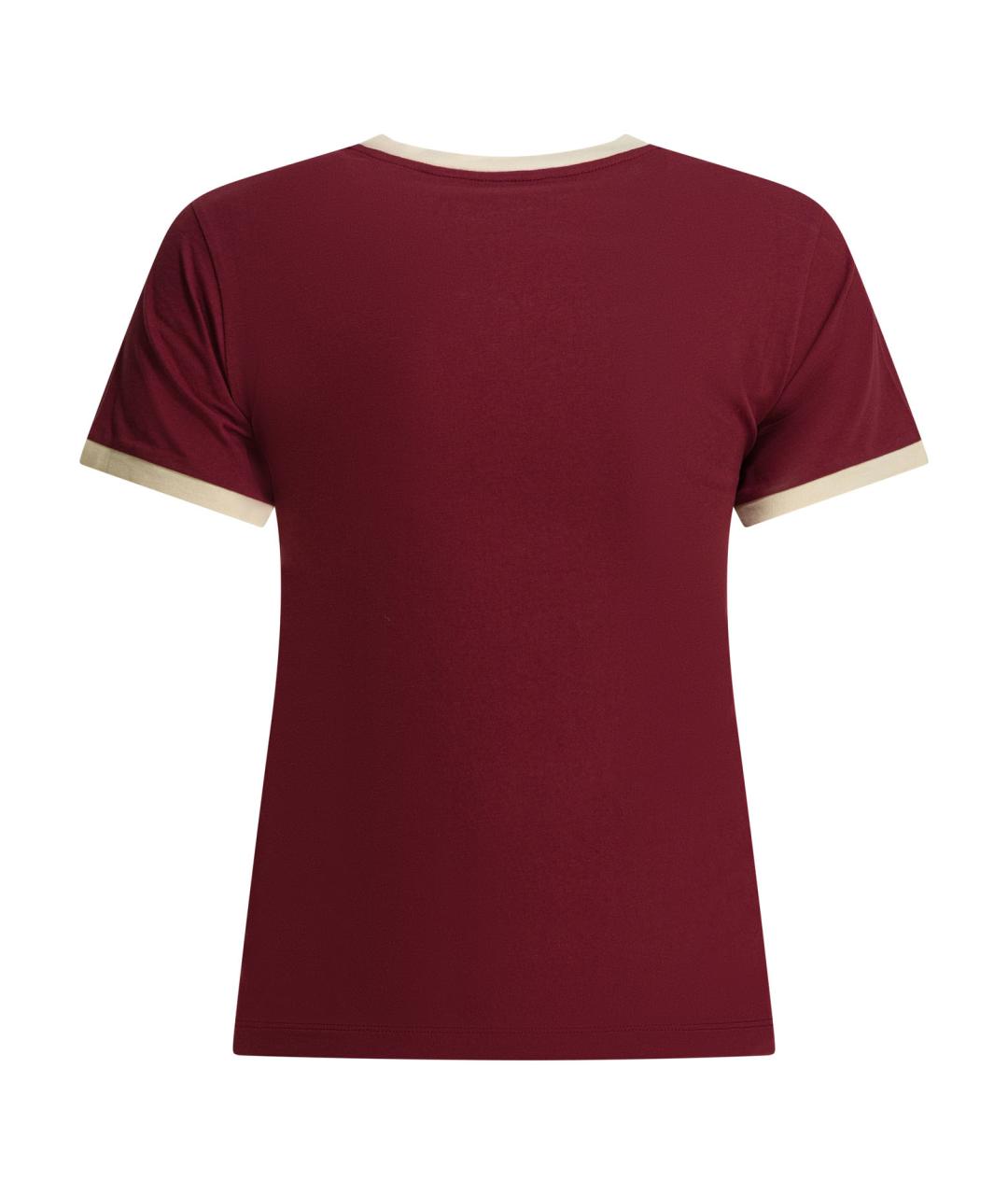 MIU MIU Бордовая хлопковая футболка, фото 2