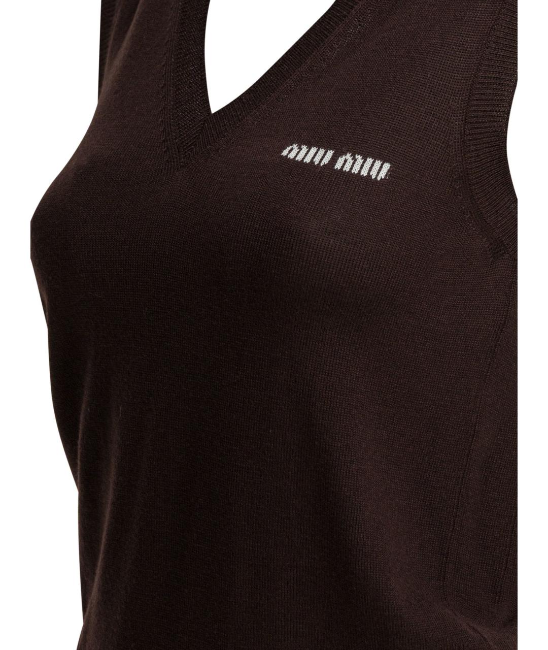 MIU MIU Коричневая шерстяная жилетка, фото 4