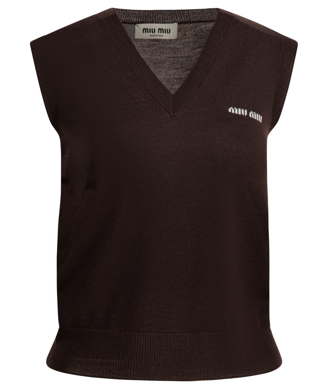 MIU MIU Коричневая шерстяная жилетка, фото 1