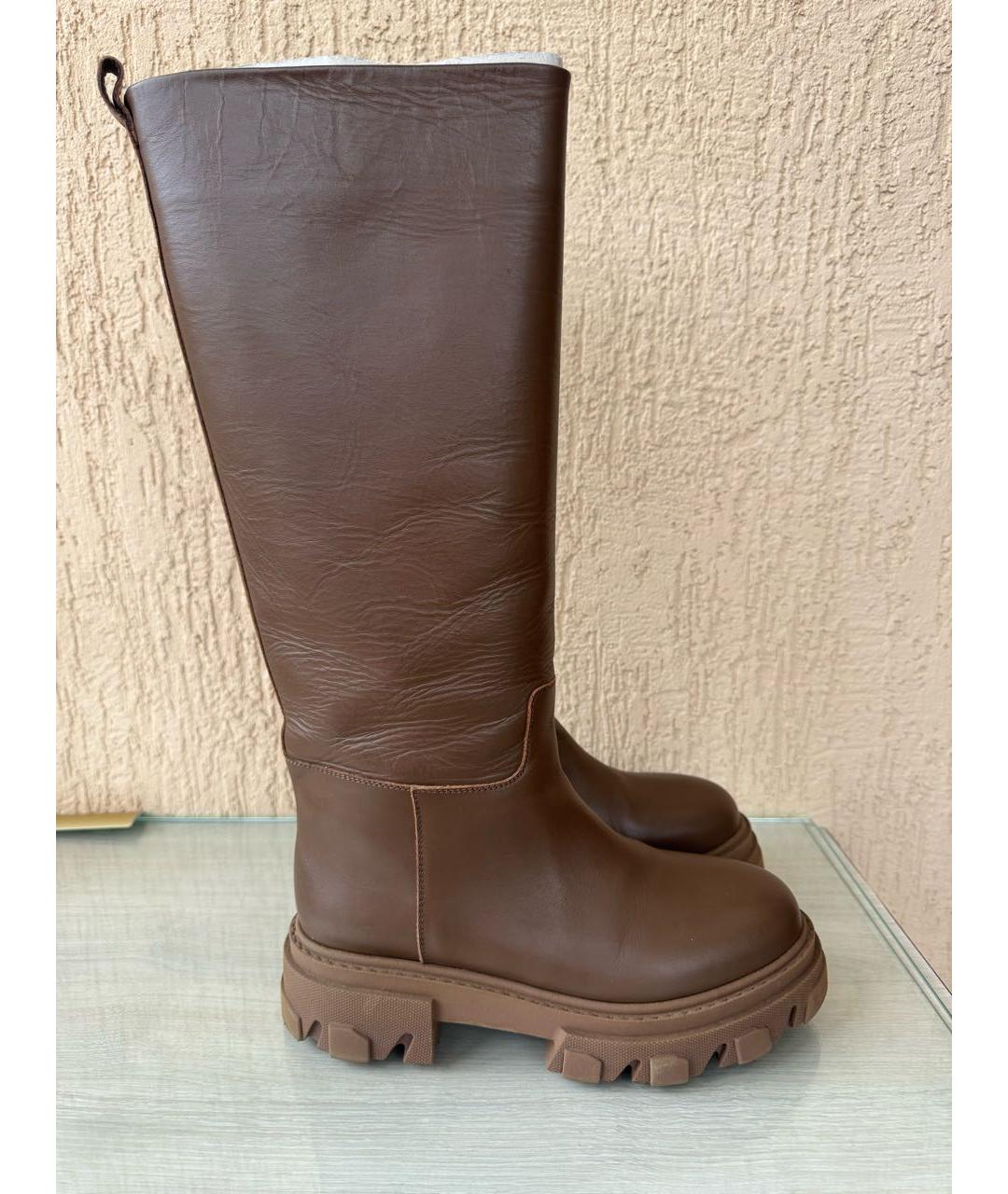 GIA COUTURE Коричневые кожаные сапоги, фото 7