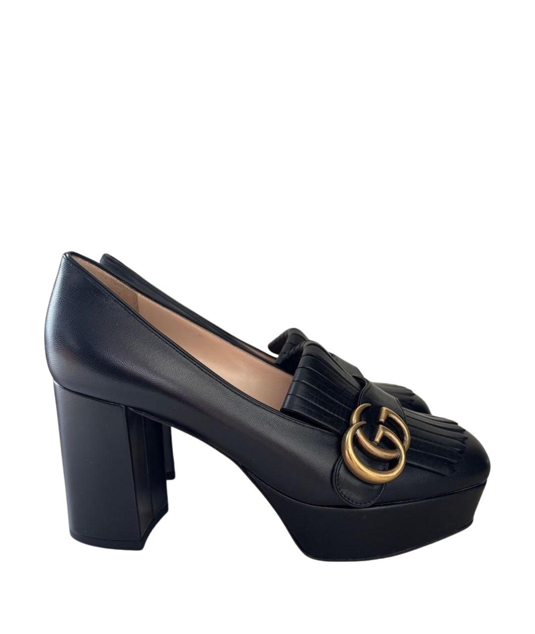 GUCCI Черные кожаные туфли, фото 1