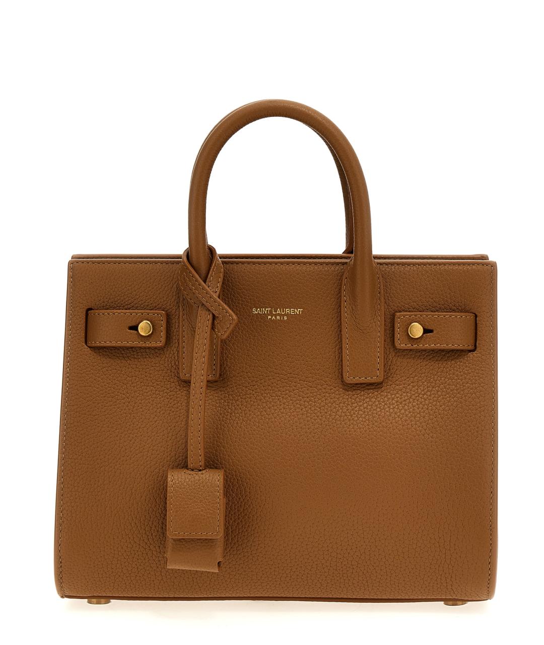 SAINT LAURENT Коричневая кожаная сумка тоут, фото 1