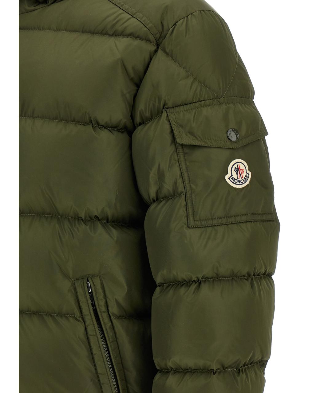 MONCLER Зеленый полиамидовый пуховик, фото 5