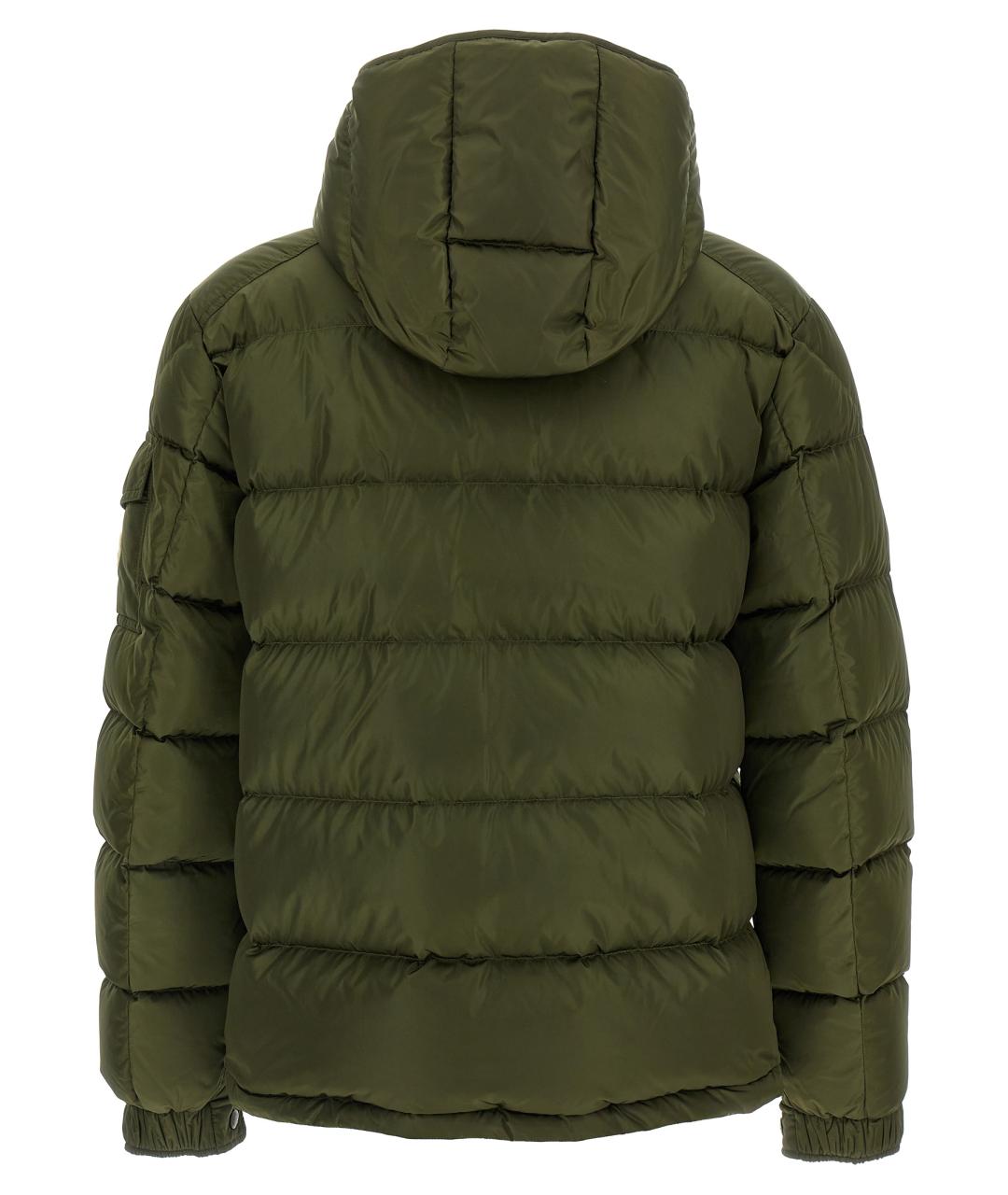 MONCLER Зеленый полиамидовый пуховик, фото 3