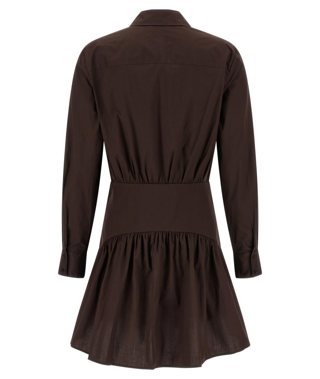 STAUD Коричневое хлопковое повседневное платье, фото 2