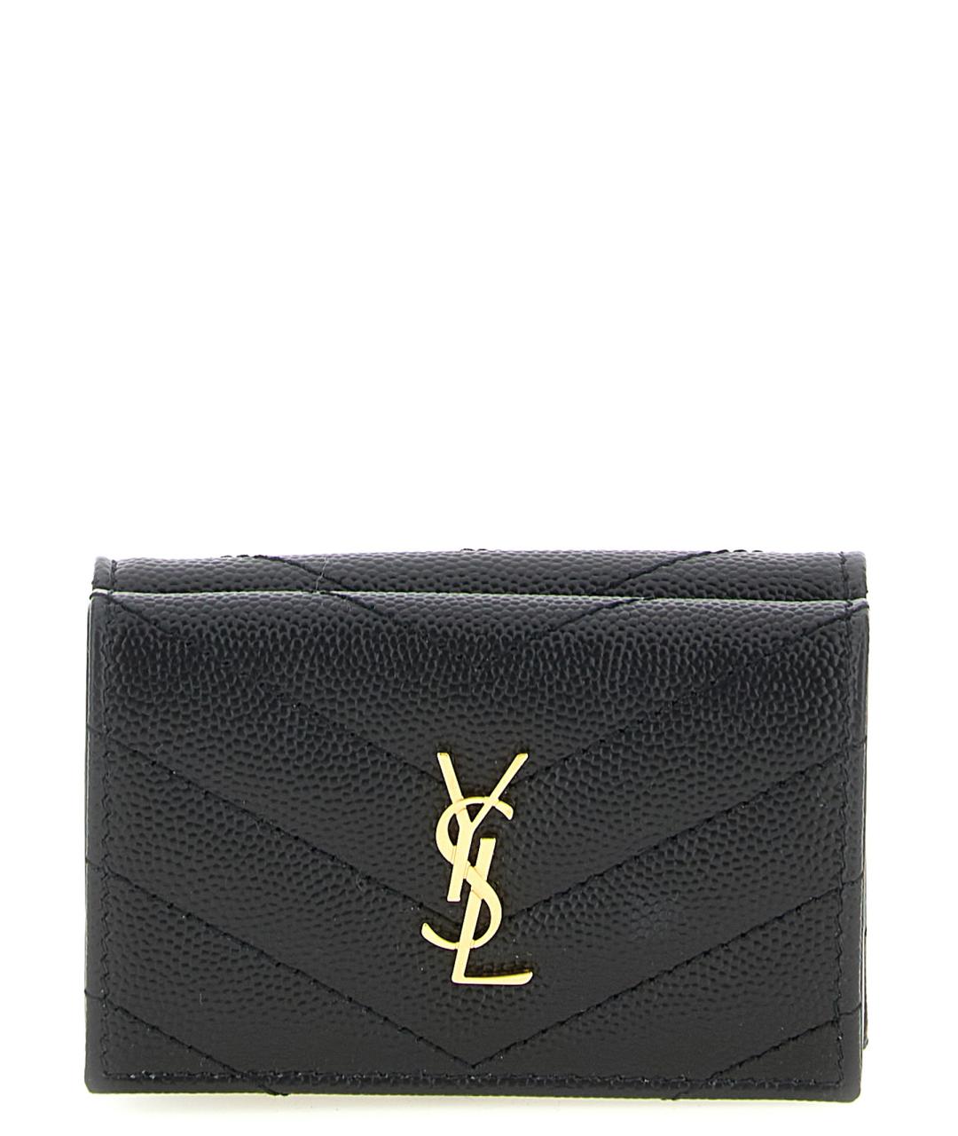 SAINT LAURENT Черный кожаный кошелек, фото 1