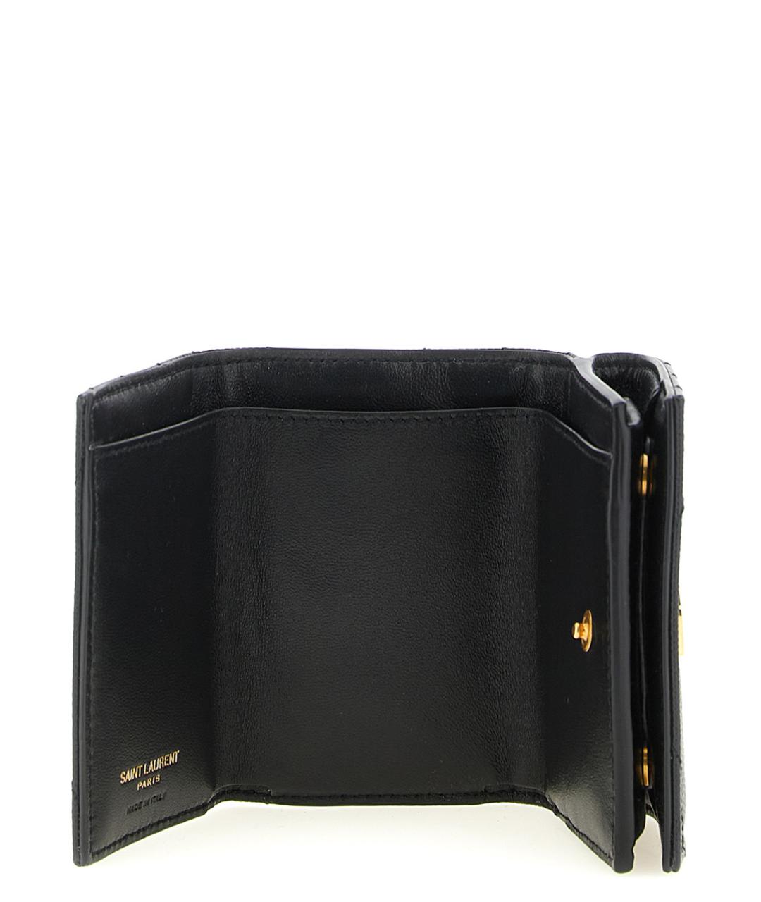 SAINT LAURENT Черный кожаный кошелек, фото 3