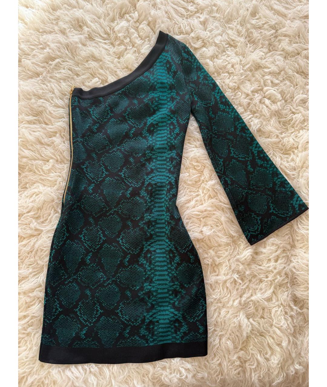 BALMAIN Зеленые хлопковое коктейльное платье, фото 6