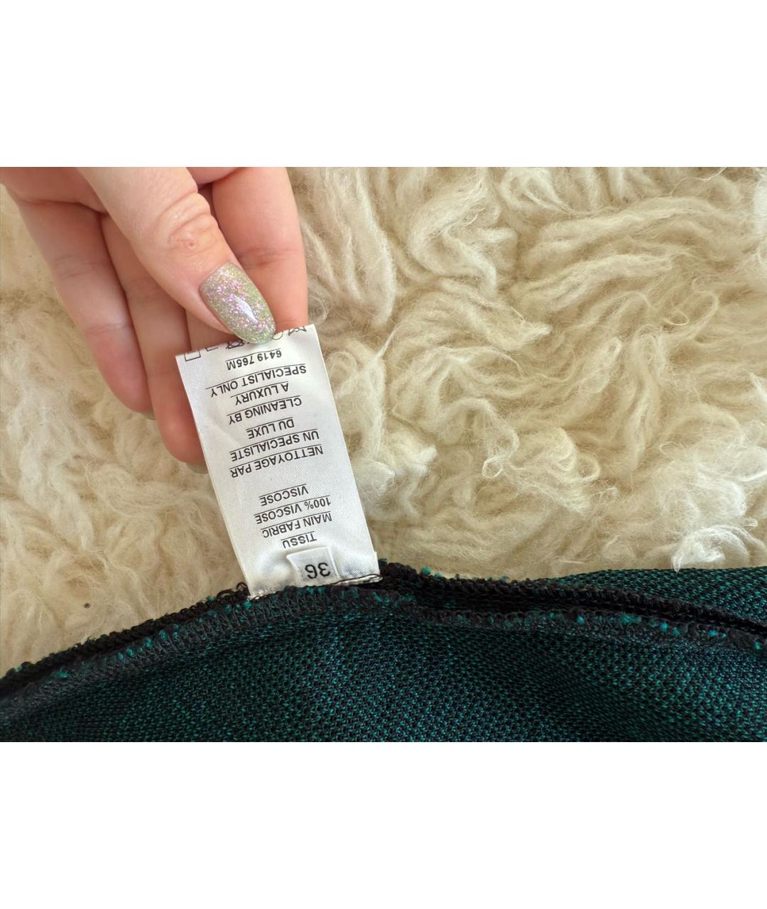 BALMAIN Зеленые хлопковое коктейльное платье, фото 5