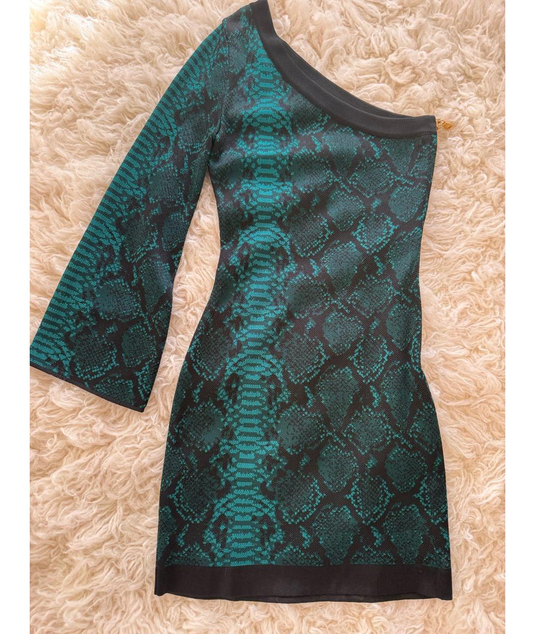 BALMAIN Зеленые хлопковое коктейльное платье, фото 2