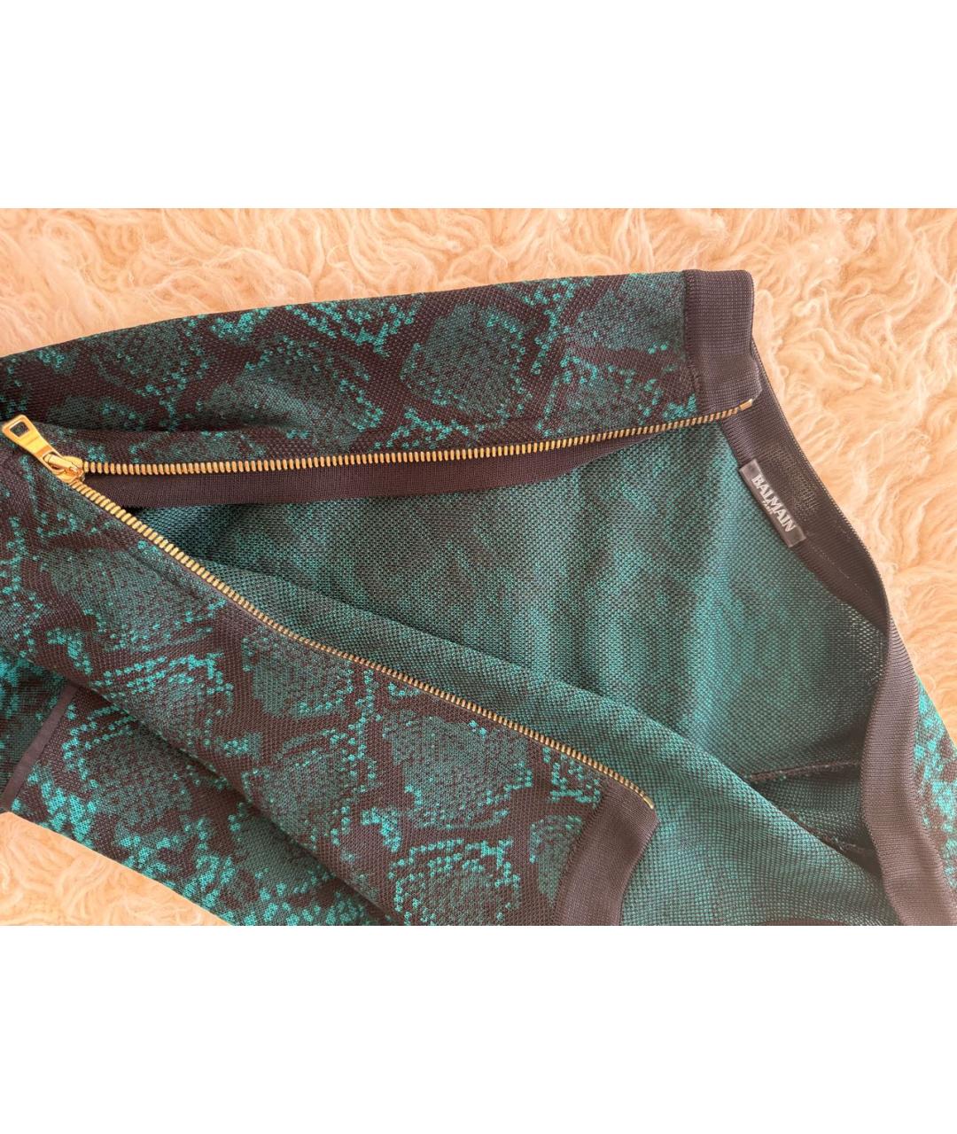 BALMAIN Зеленые хлопковое коктейльное платье, фото 3