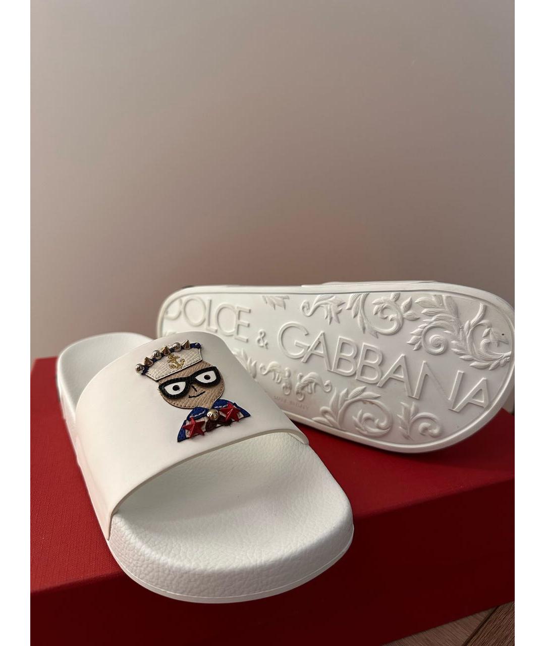 DOLCE&GABBANA Белые резиновые шлепанцы, фото 8
