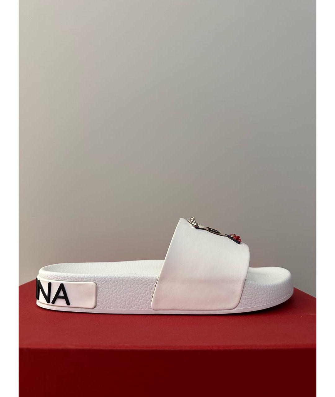 DOLCE&GABBANA Белые резиновые шлепанцы, фото 9