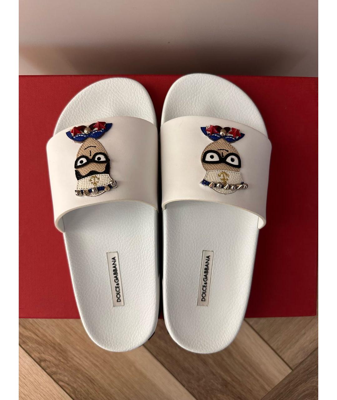 DOLCE&GABBANA Белые резиновые шлепанцы, фото 3