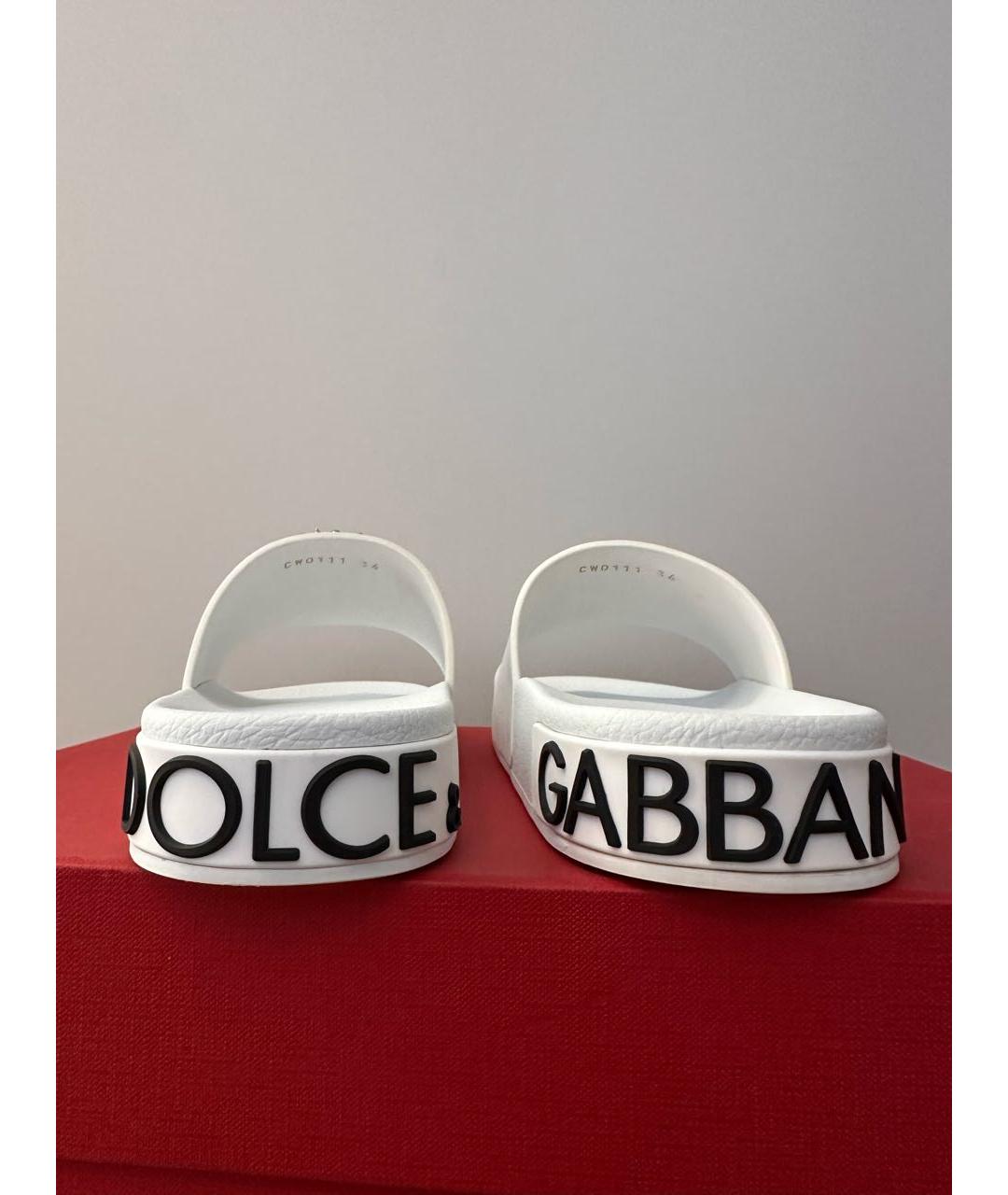 DOLCE&GABBANA Белые резиновые шлепанцы, фото 4