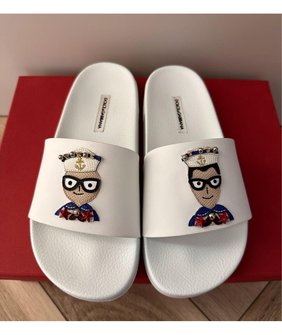 DOLCE&GABBANA Белые резиновые шлепанцы, фото 2