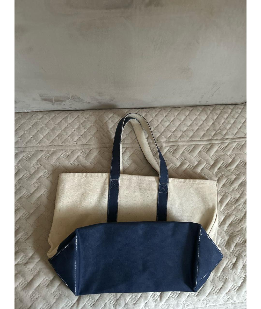 SPORTY AND RICH Бежевая хлопковая сумка тоут, фото 3