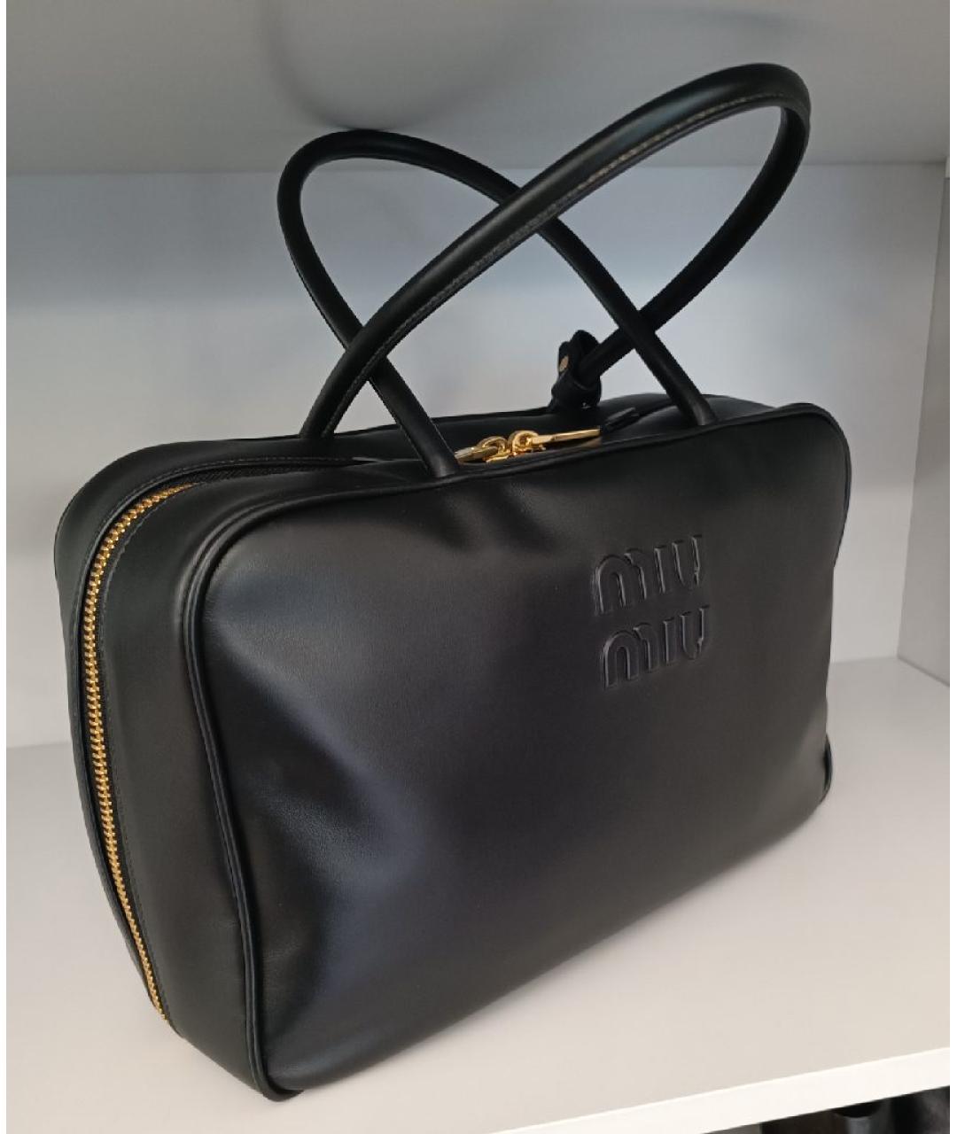 MIU MIU Черная кожаная сумка через плечо, фото 2
