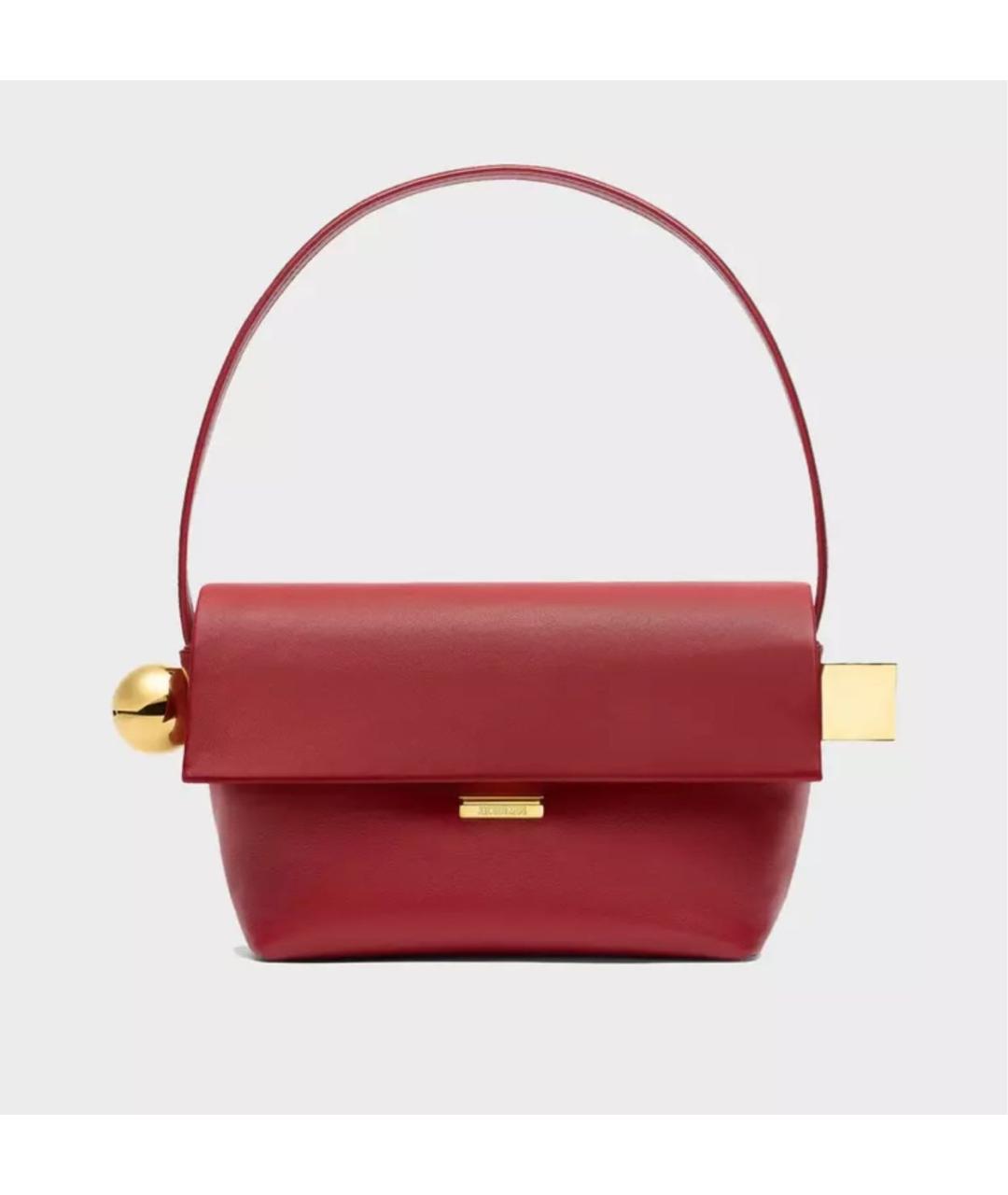 JACQUEMUS Бордовая кожаная сумка через плечо, фото 5