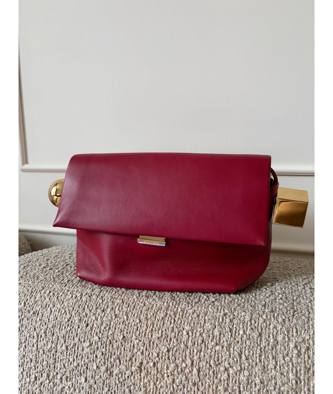 JACQUEMUS Бордовая кожаная сумка через плечо, фото 2