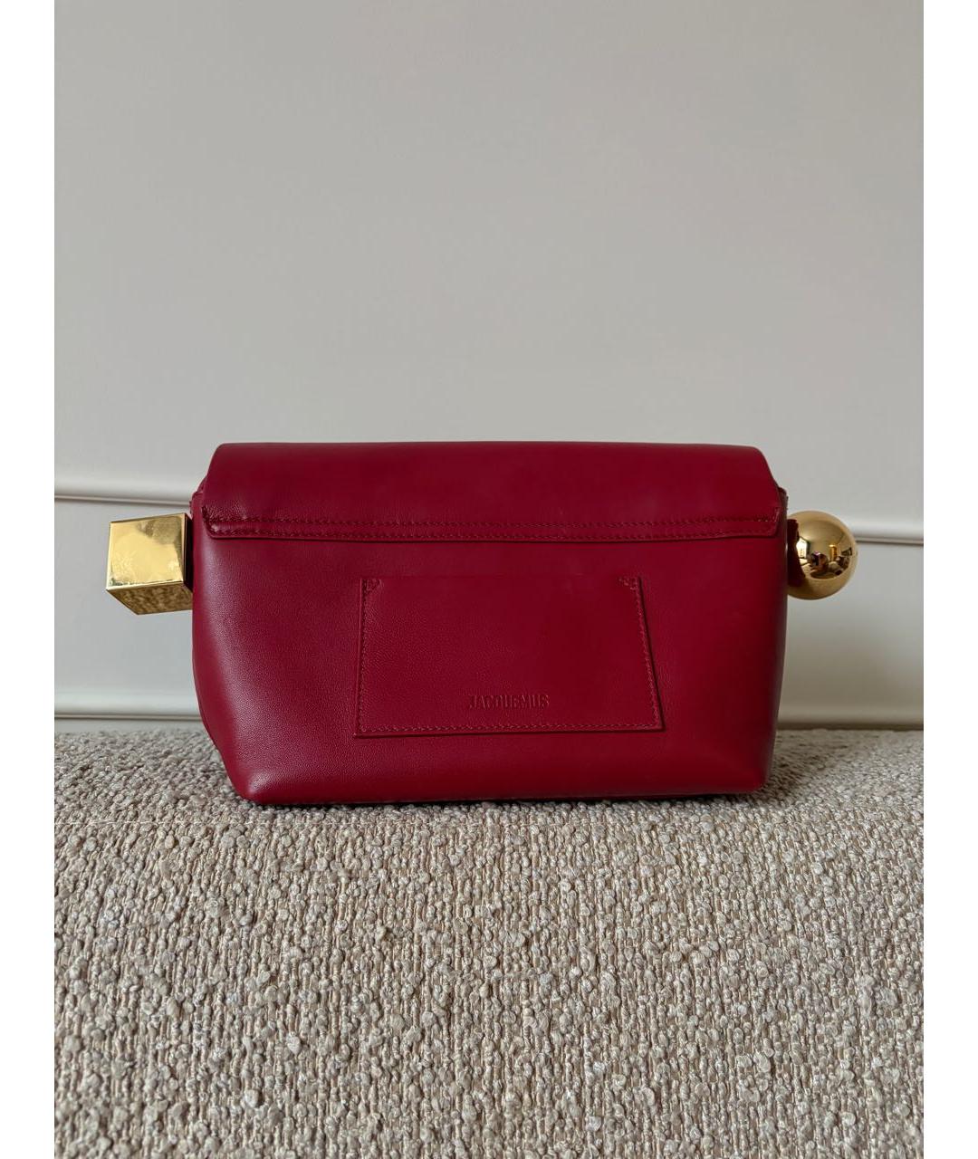 JACQUEMUS Бордовая кожаная сумка через плечо, фото 3