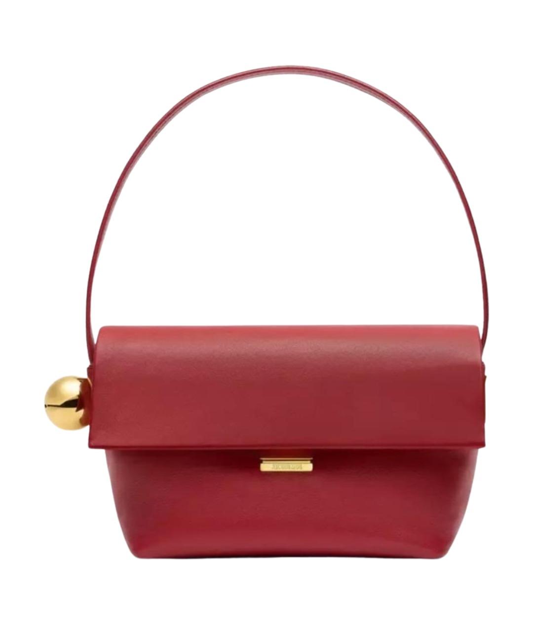 JACQUEMUS Бордовая кожаная сумка через плечо, фото 1